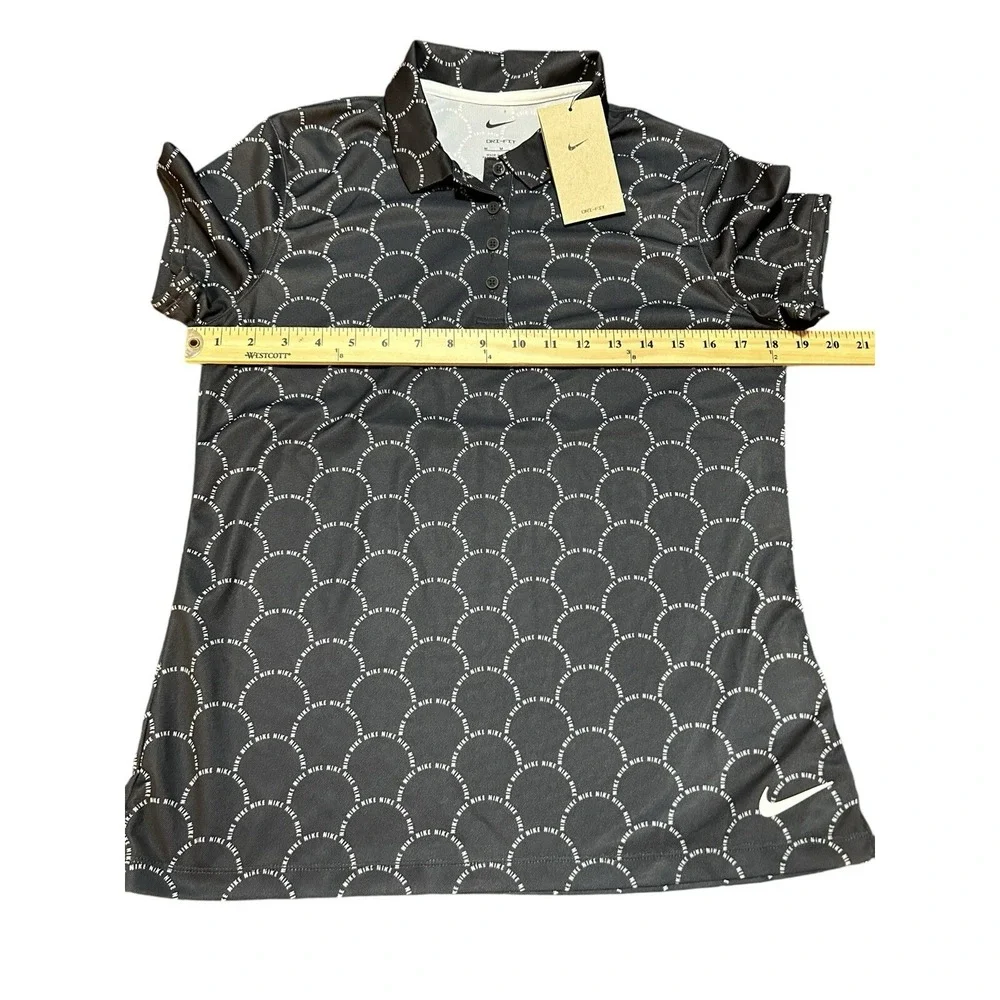 Nike Womens Dri-FIT Victory Print Golf Polo Shirt Black FB8527-010 M